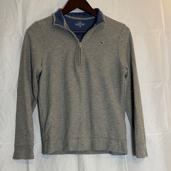 Vineyard Vines Other - Vineyard Vines Boys 10-12 1/4 Zip Pullover Gray Blue Whale Logo Size M